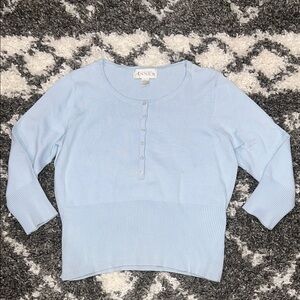 NWOT Casual Corner Annex Light Blue 2/3 Button-Up Sweater - Large